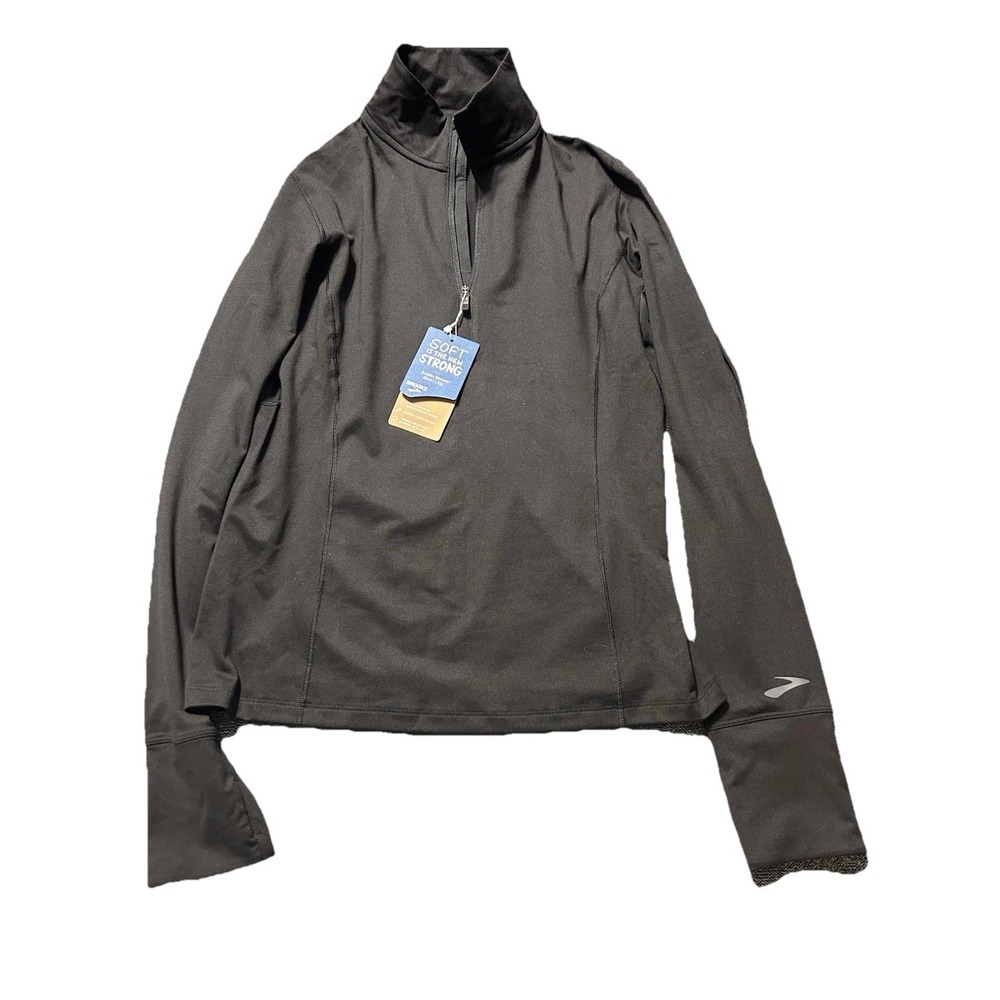 Brooks Dash 1/2 Zip Pullover Women's Medium Long Sleeve Black Shirt (C8)